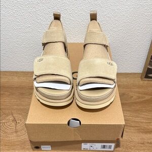UGG Beige Suede Open-Toe Sandals